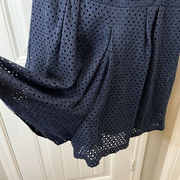 City Triangles Navy Blue Eyelet Sleeveless V Neck Back Romper Shorts Juniors 13 - Picture 4 of 9